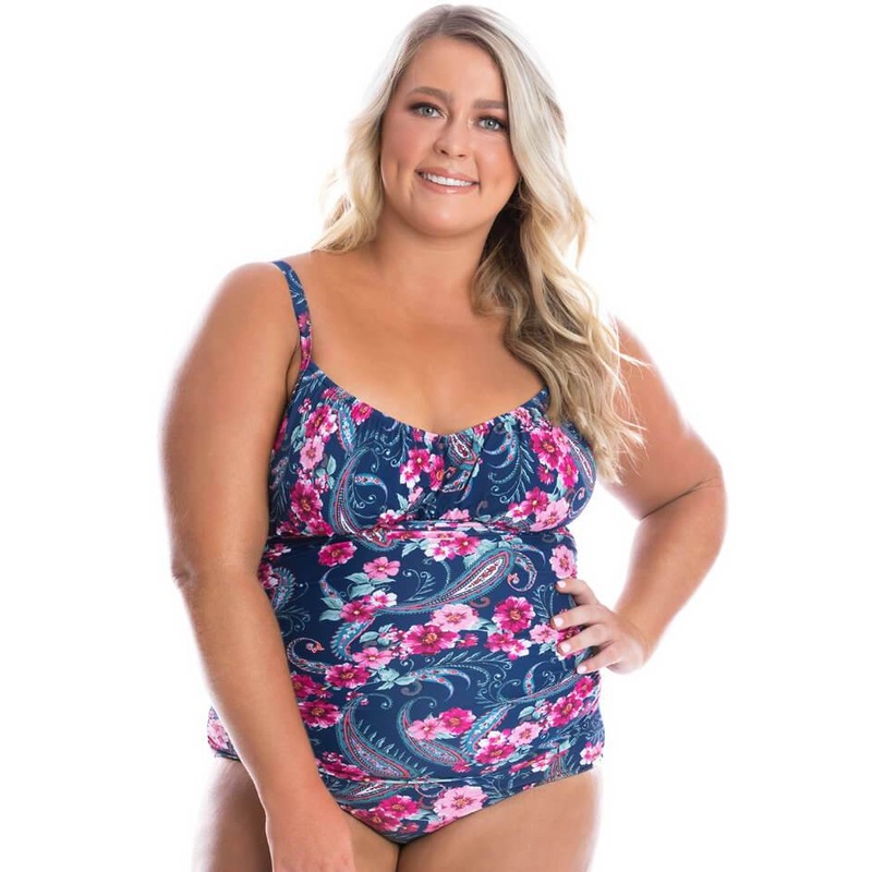 Capriosca Ruched Underwire One Piece Swimsuit – Vintage Paisley 8
