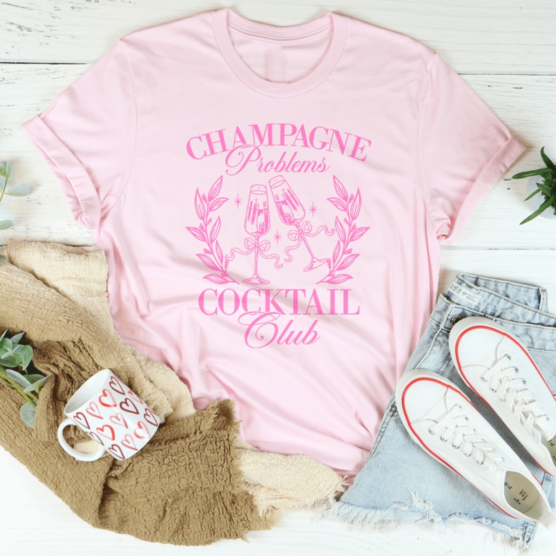 Champagne Problems Cocktail Club Tee Black Heather S