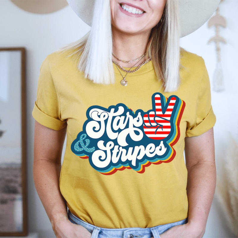 Stars & Stripes Tee Mustard S