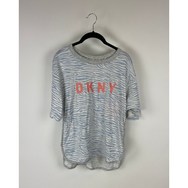 Blue And White Zebra Print Lounge Top – Small