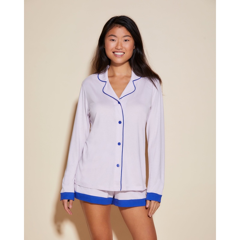 Conjunto De Pijama Con Camisa De Manga Larga Y Pantalones Cortos Frosty Lilac/Mare XS