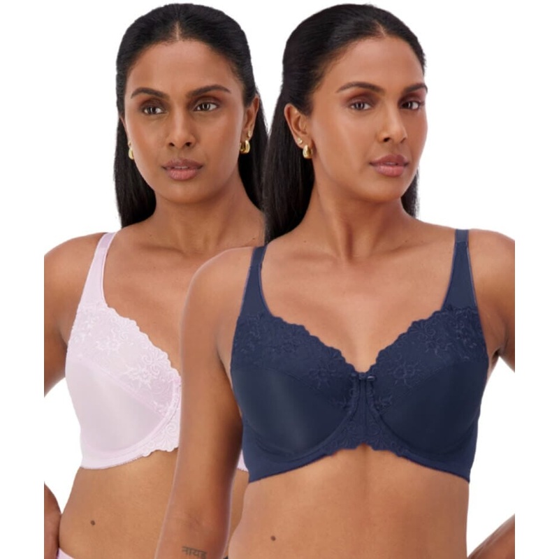 Triumph Embroidered Minimiser Bra 2 Pack – Crocus/Deep Cobalt 34D