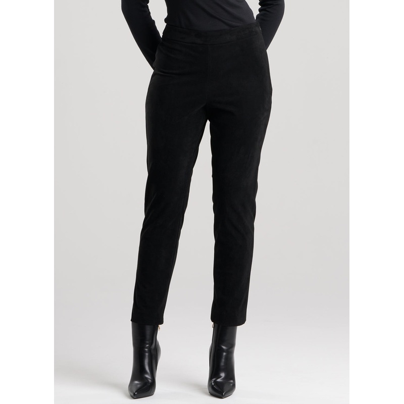 Vegan Luxe Suede Black Side Zip Ankle Pants Black 0