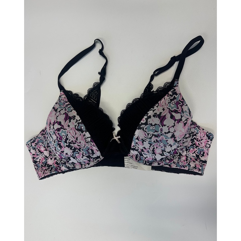 Black & Purple Floral Bra – 34B