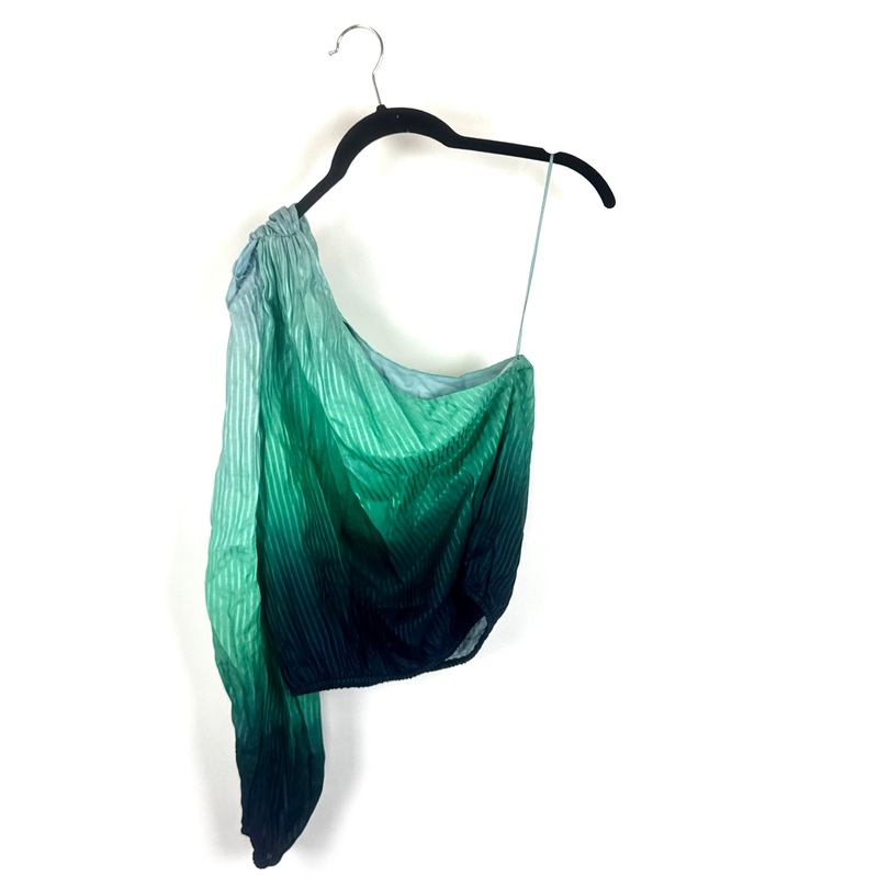 Green and Blue Ombr One-sleeve Top- Extra Small and Large Extra Small