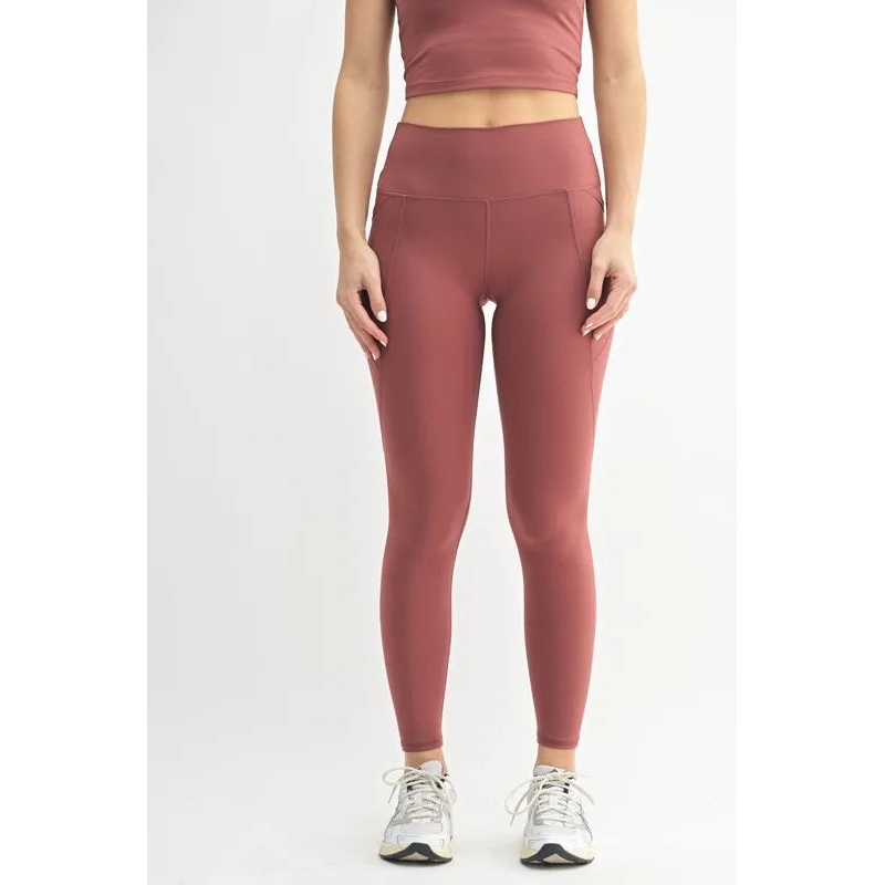 MONO B Venice Cloud Light Sculpt High-Waisted Leggings RED PEAR S