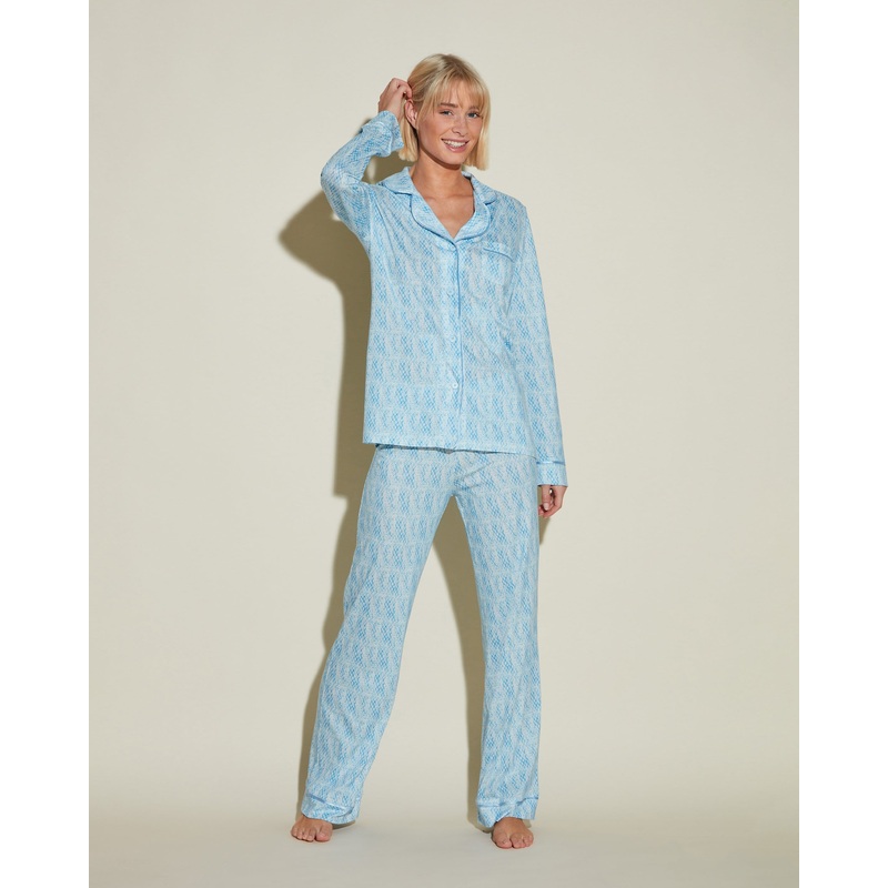 Pigiama Con Top A Maniche Lunghe E Pantaloni India Diamond/ Aasmani Blue XS