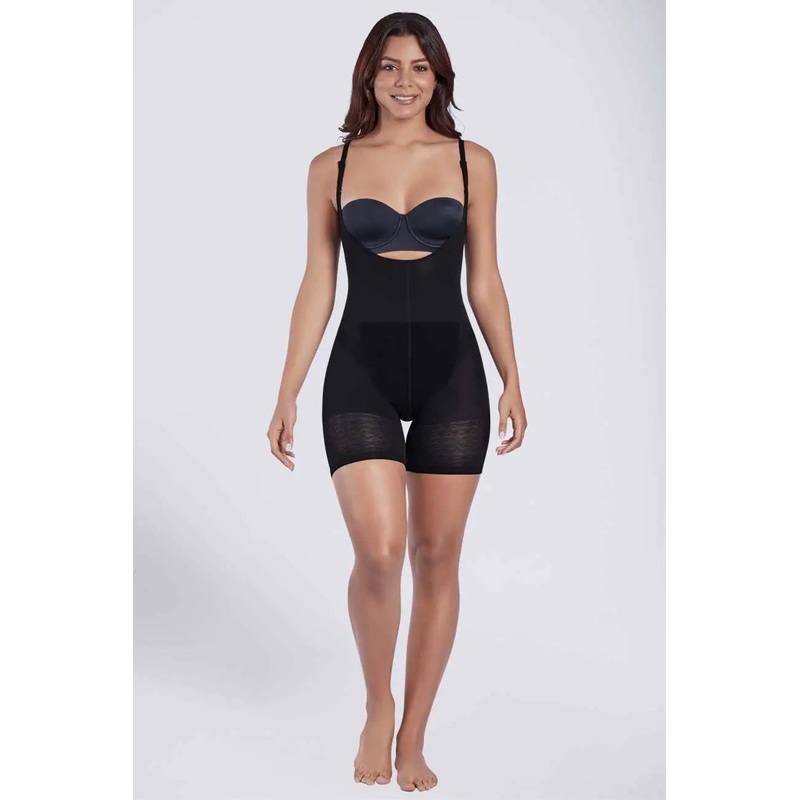 SHAPERLOVE Open Bust Thermal Short Body Shaper Black S