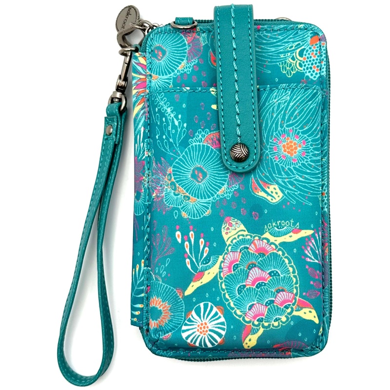Teal Ocean Motif Wallet/Wristlet/Crossbody Bag