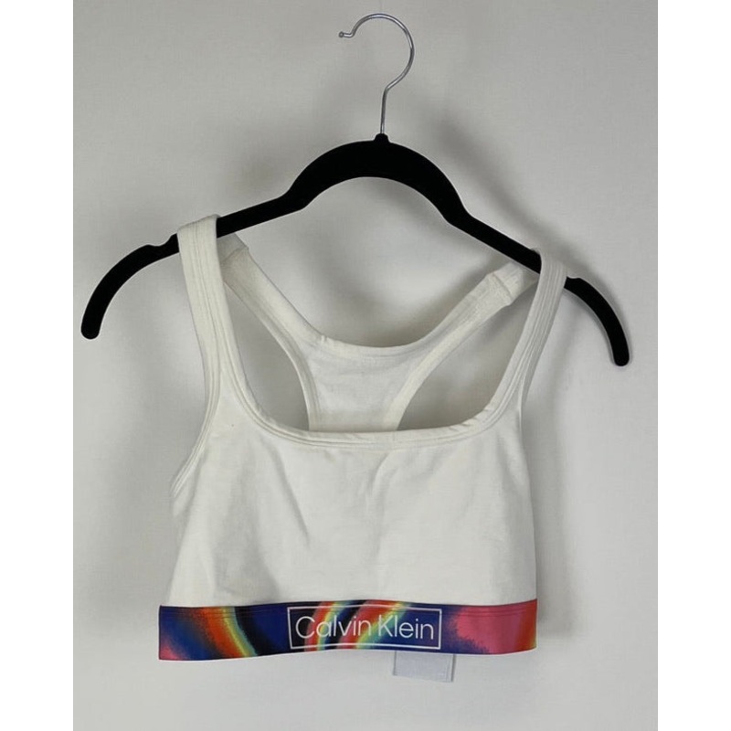 White Multicolor Trim Bralette – Small