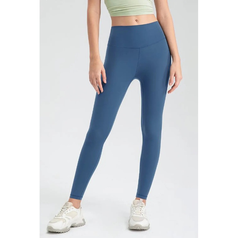 Wide Waistband Slim Fit Active Leggings Dusty  Blue S