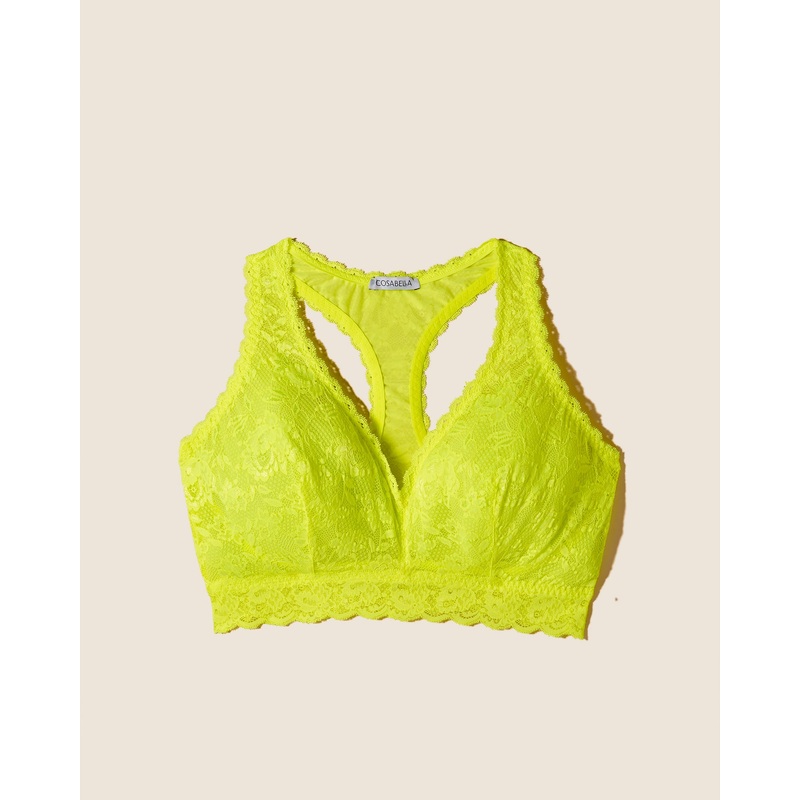 Bralette Taglie Comode Racie Con Spalline Incrociate Neon Yellow 1X