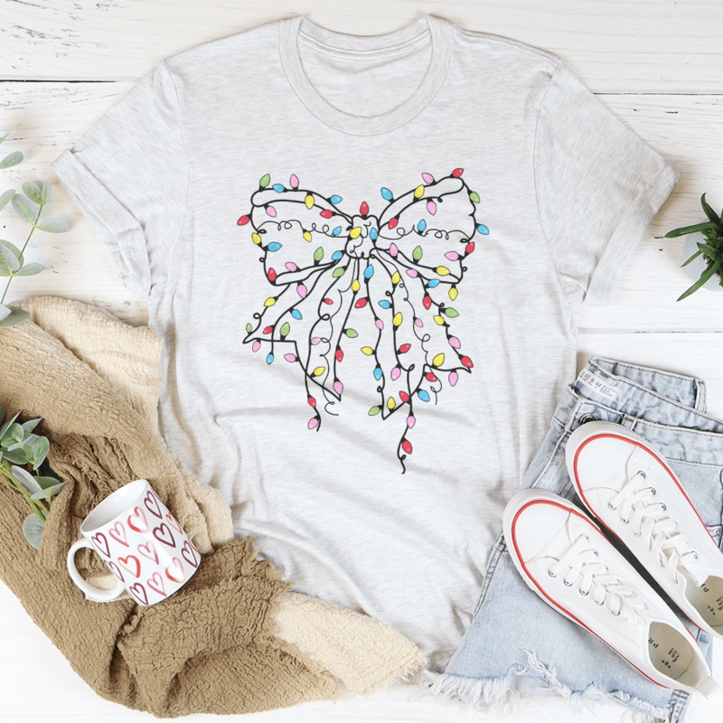Christmas Bow Tee Heather Prism Peach S
