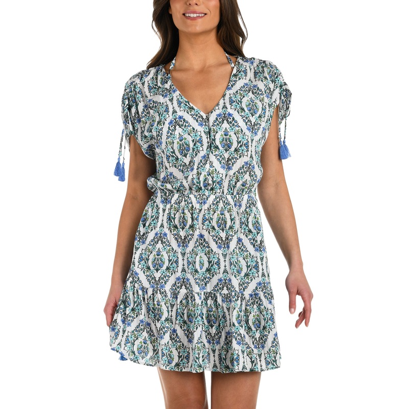 Deja-Blue Diamond V-Neck Cover Up Dress – LB5NF45 blue S