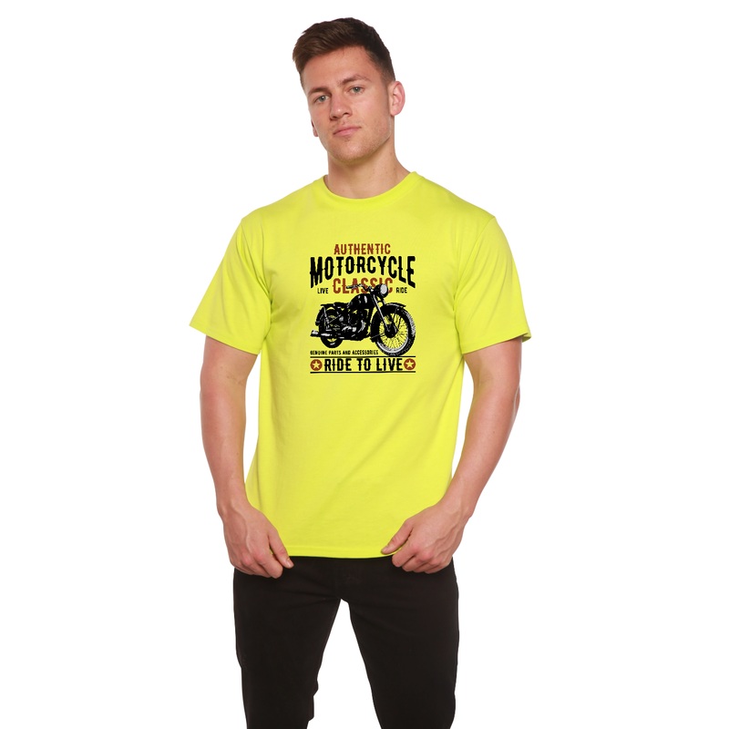 Motorcycle Classic Men’s Bamboo Viscose/Organic Cotton Short Sleeve Graphic T-Shirt Medium Black