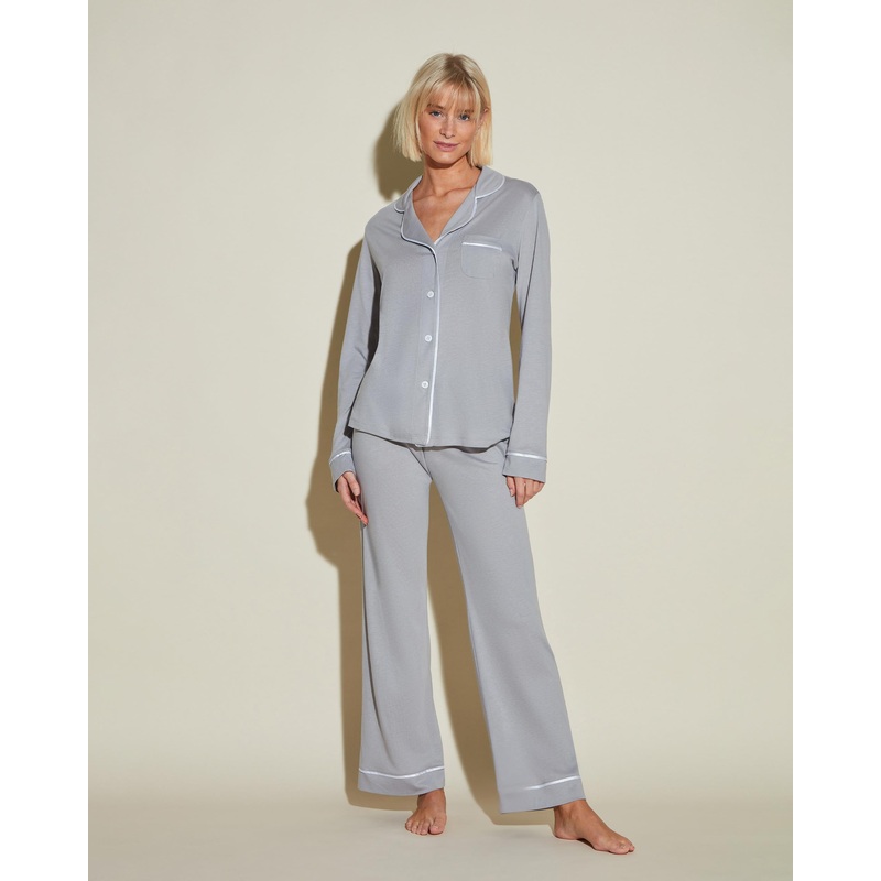 Pigiama Con Top A Maniche Lunghe E Pantaloni Dove Gray/Bianco XS