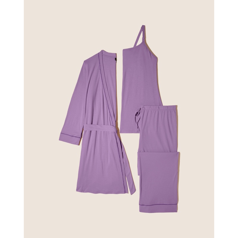 Pyjama-Set Fr Schwangere, 3-Teilig, Mit Bademantel Himalayan Sky/Himalayan Sky S