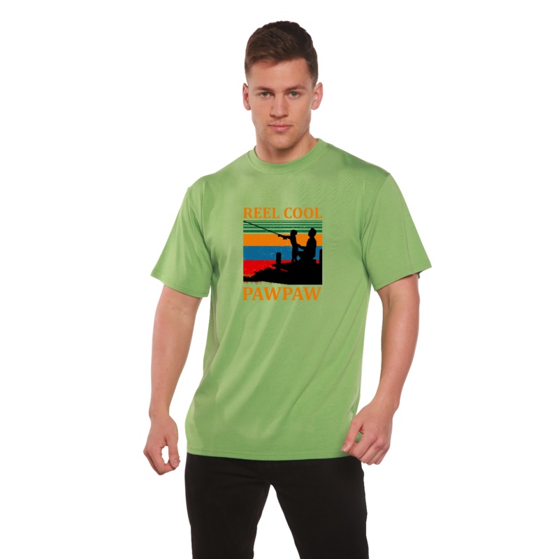 Real Cool Pawpaw Men’s Bamboo Viscose/Organic Cotton Short Sleeve Printed T-Shirt Medium Black