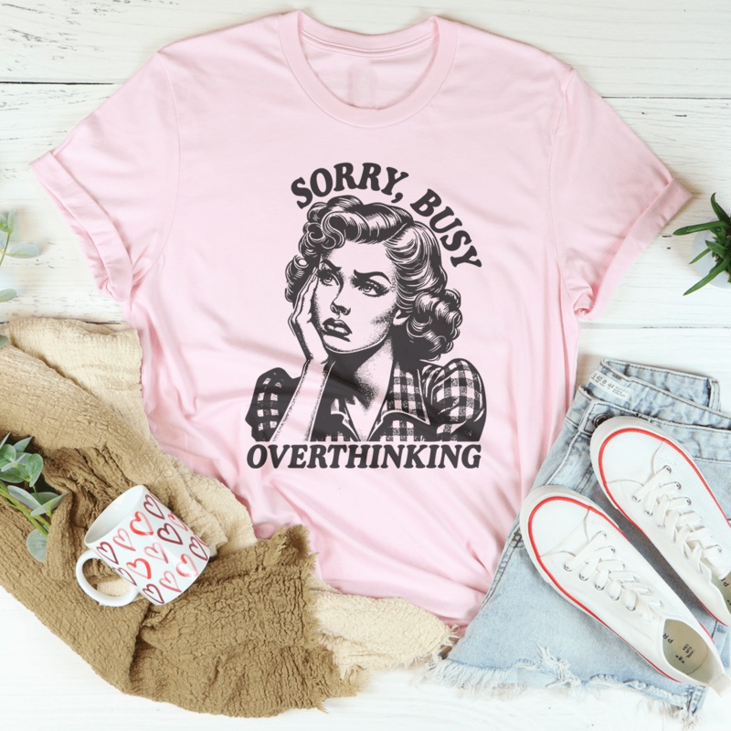 Sorry Busy Overthinking Tee Heather Prism Peach S