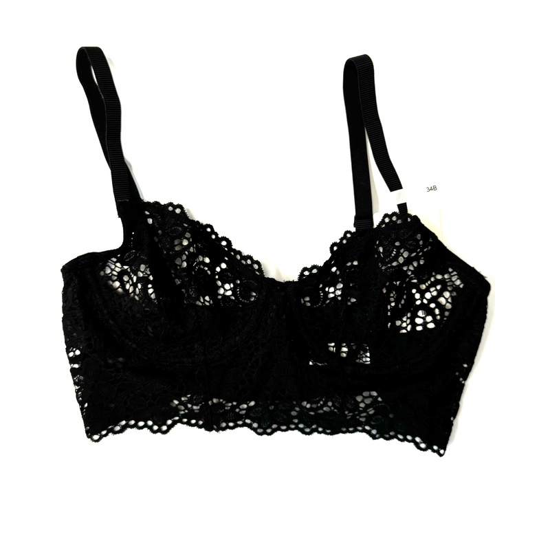Black Lace Longline Underwire Bra – 34B