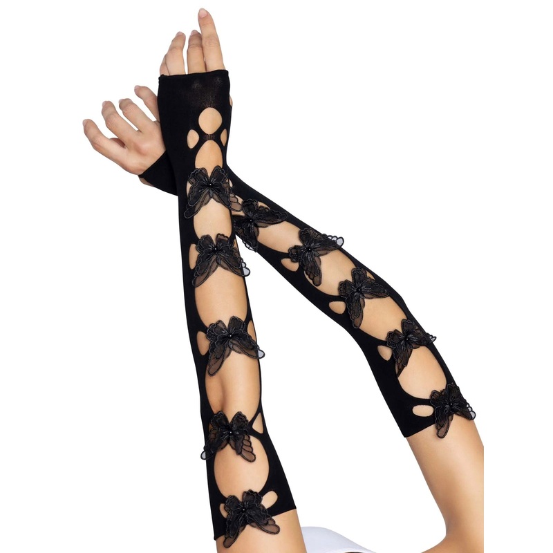 Butterfly Cut Out Arm Warmers – One Size – Black