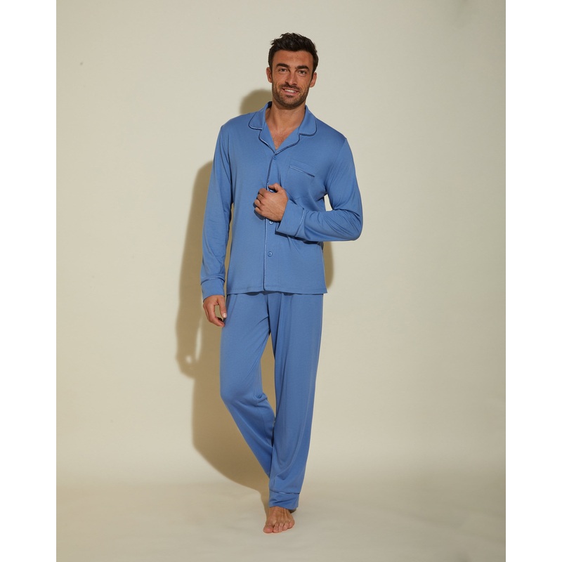 Conjunto De Pijama Para Hombre Clsico Con Camisa De Manga Larga Y Pantalones Luzerne Blue/Luzerne Blue S