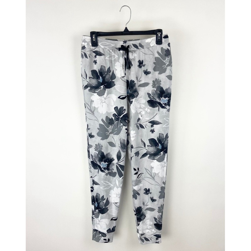 Grey Floral Pajama Pants – Small