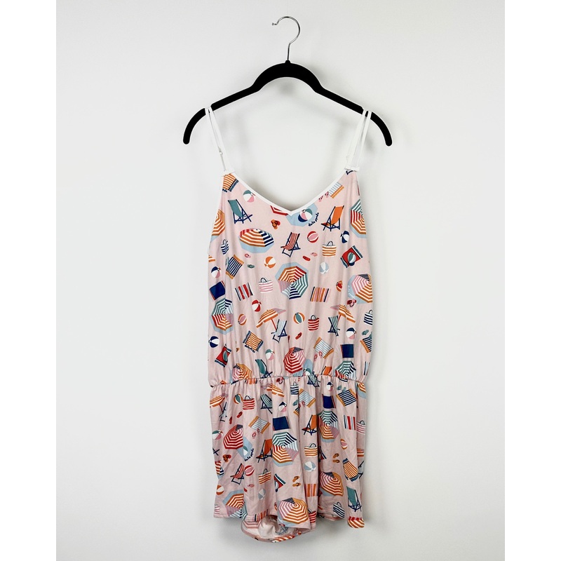 Pink Beach Print Sleepwear Romper – Small