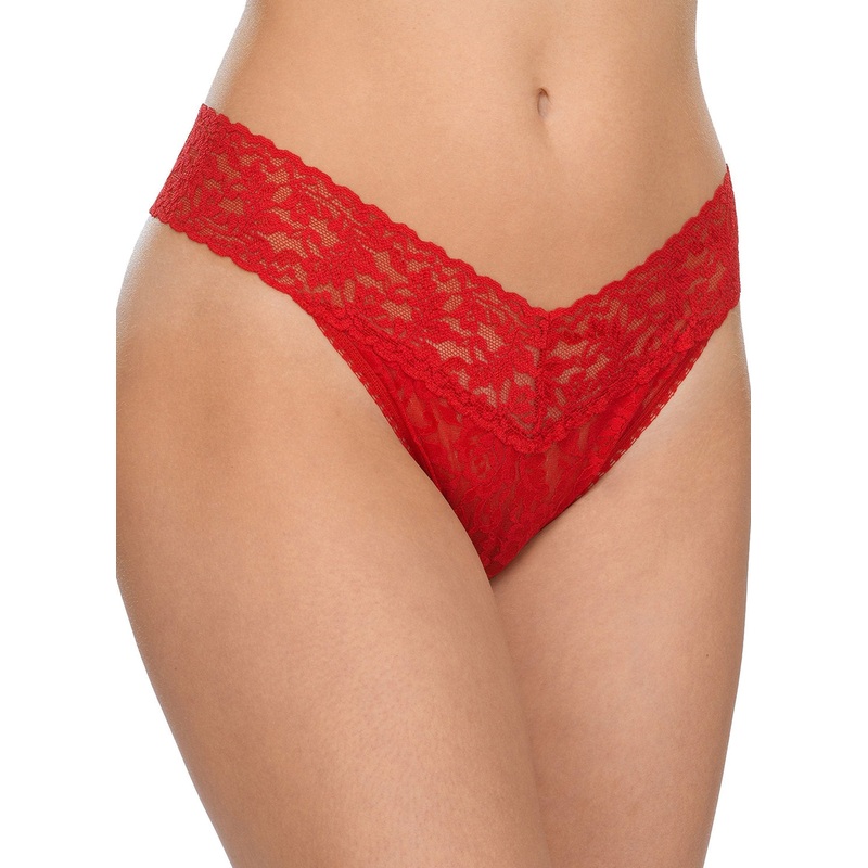 Signature Lace Red Original Rise Thong Red O/S