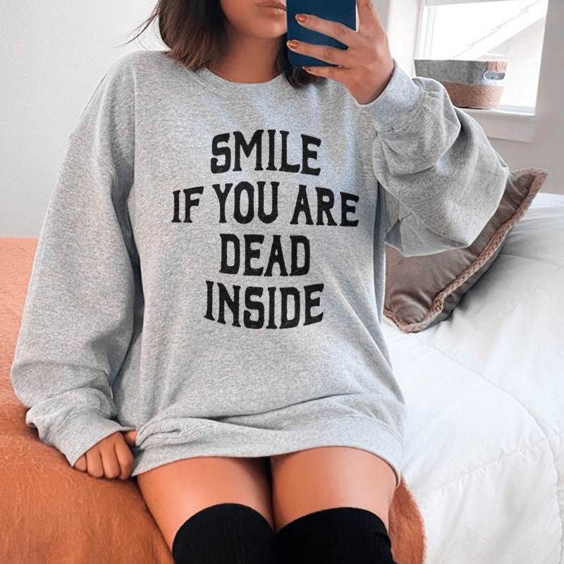 Smile If You Are Dead Inside Sweatshirt Black S