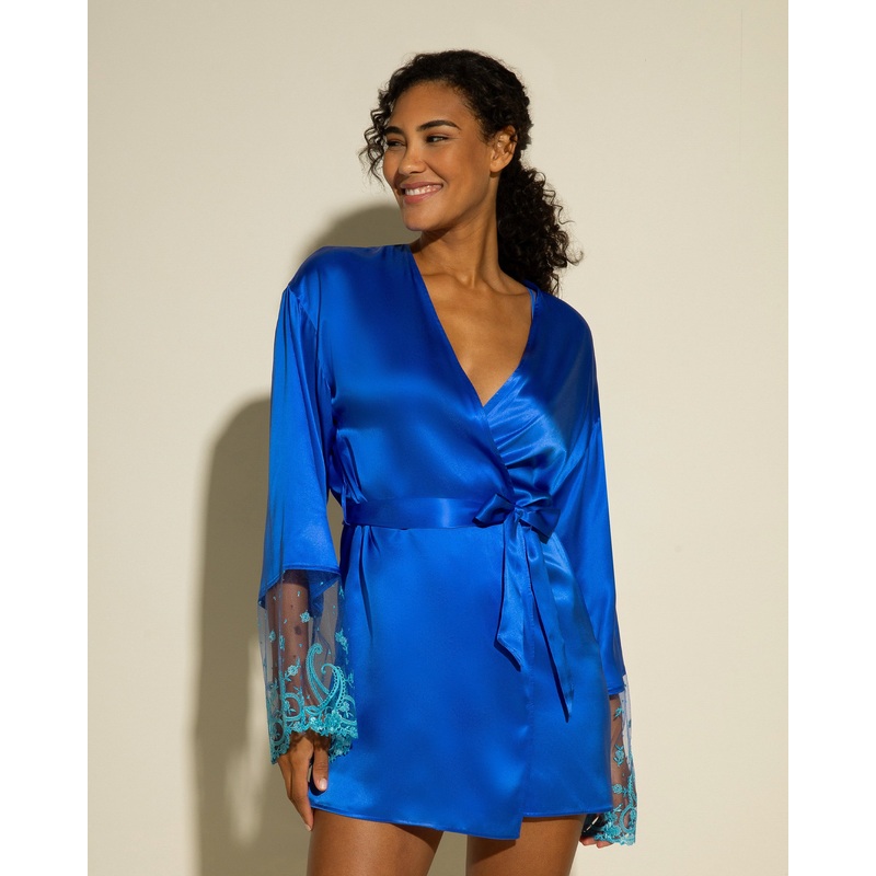 Vestaglia In Seta Portofino Blue S