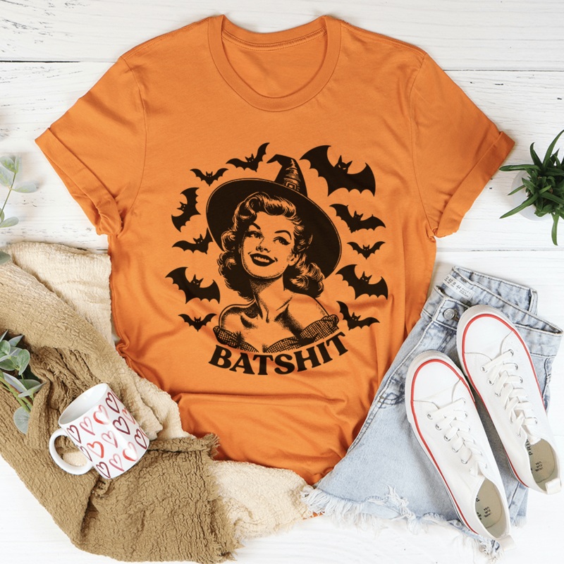 Batshit Tee Heather Orange S