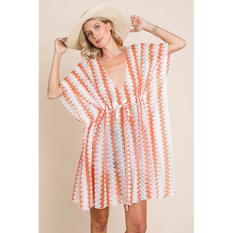 Cotton Bleu by Nu Label Multi Crochet Lace Cover Up Orange S