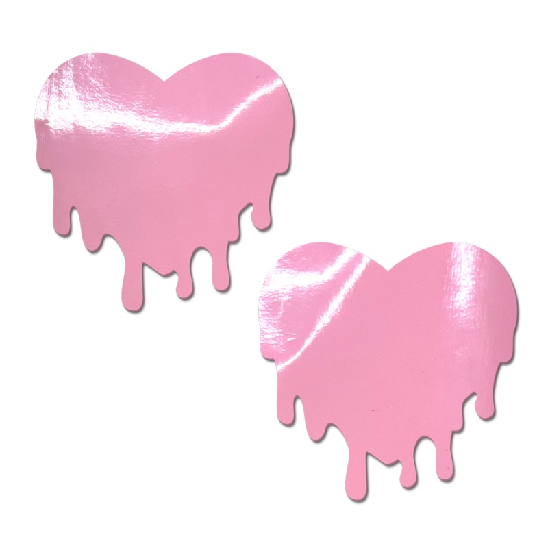 Melty Heart: Patent Leather Fetish Vinyl Melty Heart Nipple Pasties by Pastease Bubblegum