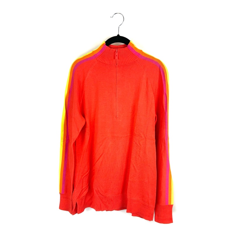 Orange Striped Half Zip Sweater – Size 6/8