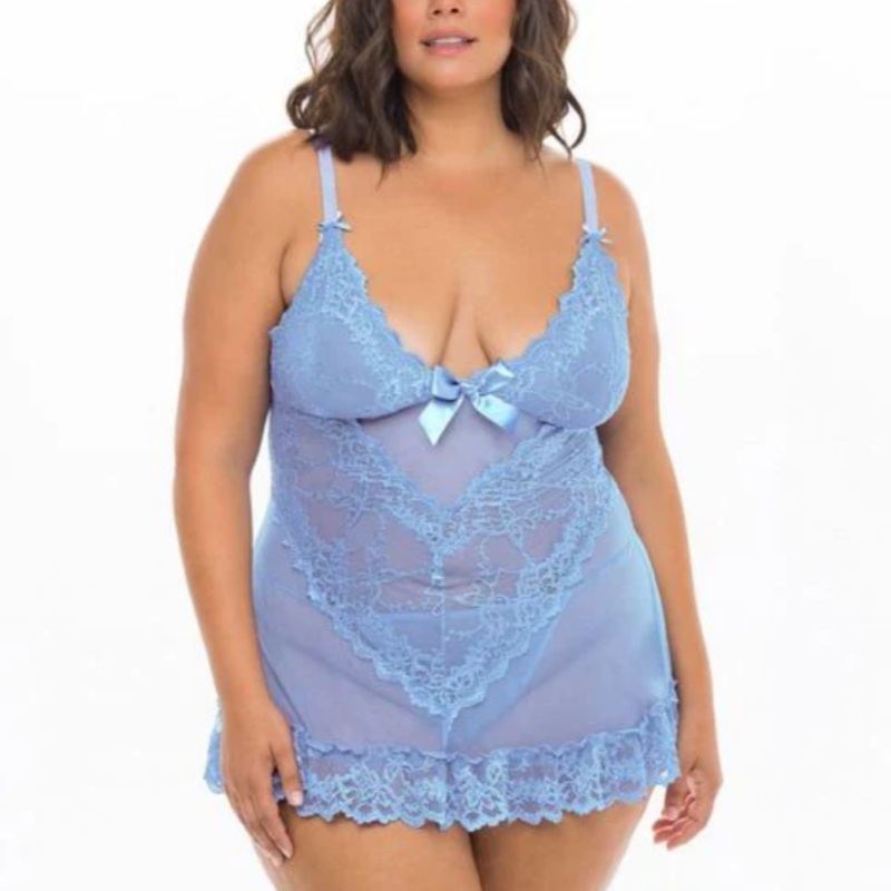Valentine Curvy Lacey Babydoll – 2139X – Brunnera BLUE 1X/2X