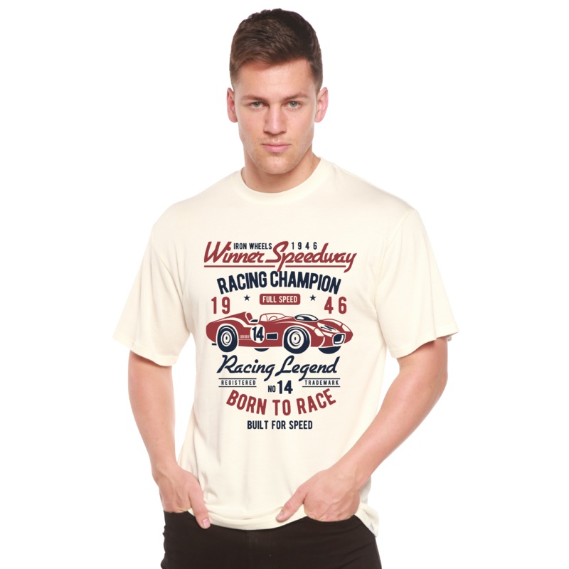 Winner Speedway Spun Bamboo Men’s Bamboo Viscose/Organic Cotton Short Sleeve Graphic T-Shirt Medium Black