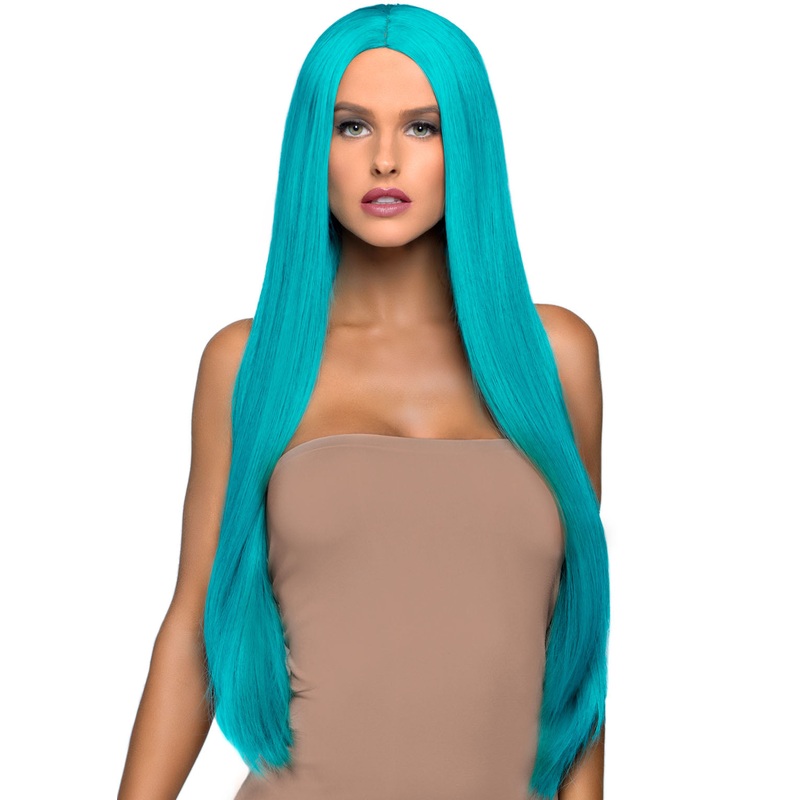 33 Inch Long Straight Center Part Wig – Turquoise