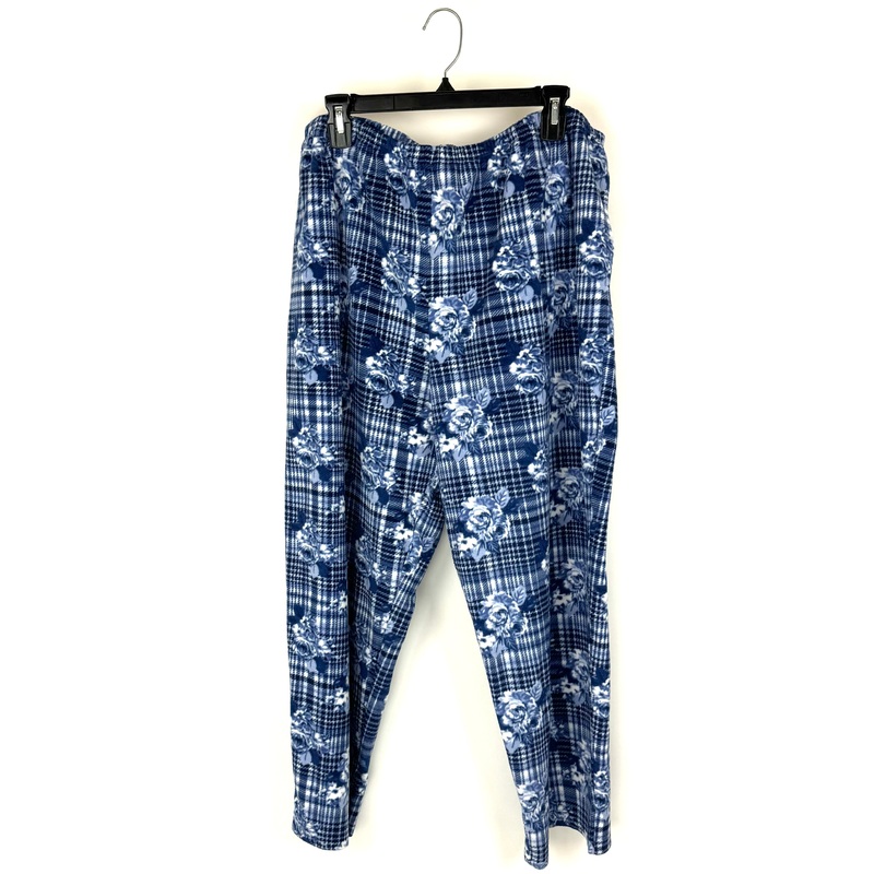 Blue Plaid Lounge Bottoms With Floral Designs – Petite 1X