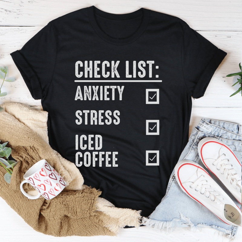 Check List Tee Black Heather S