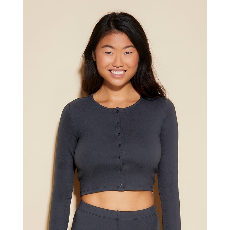 Cropped Strickjacke Schwarz XS