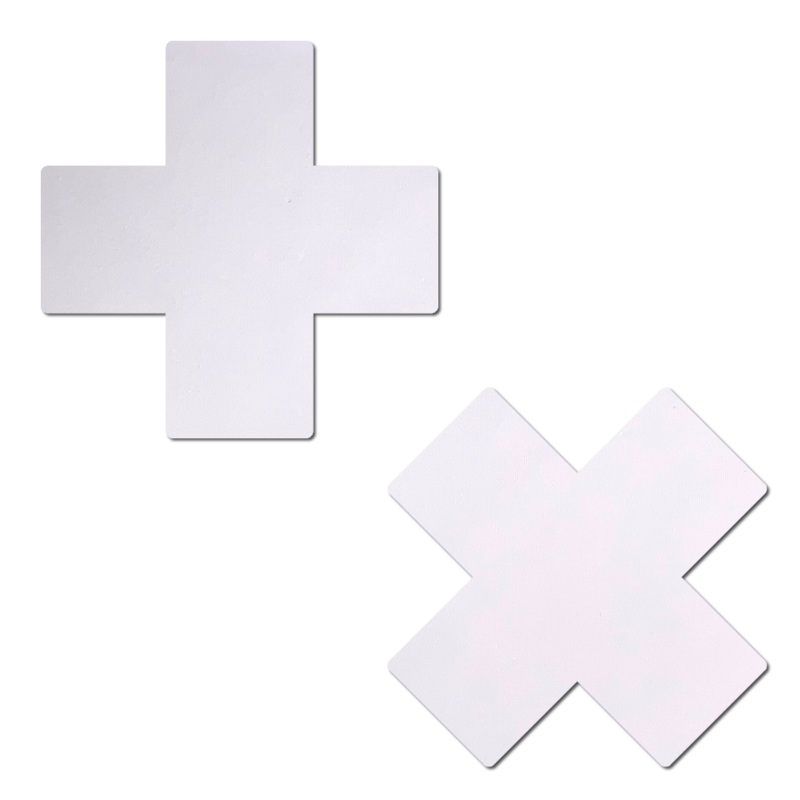 Plus X: White Cross Nipple Pasties by Pastease