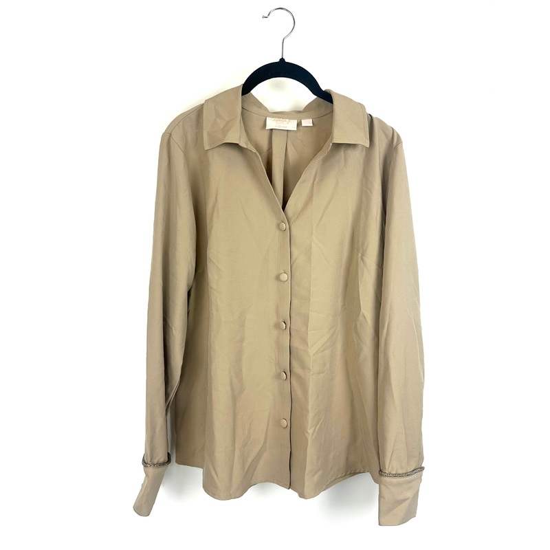 Tan Button Down Blouse – Size 6/8