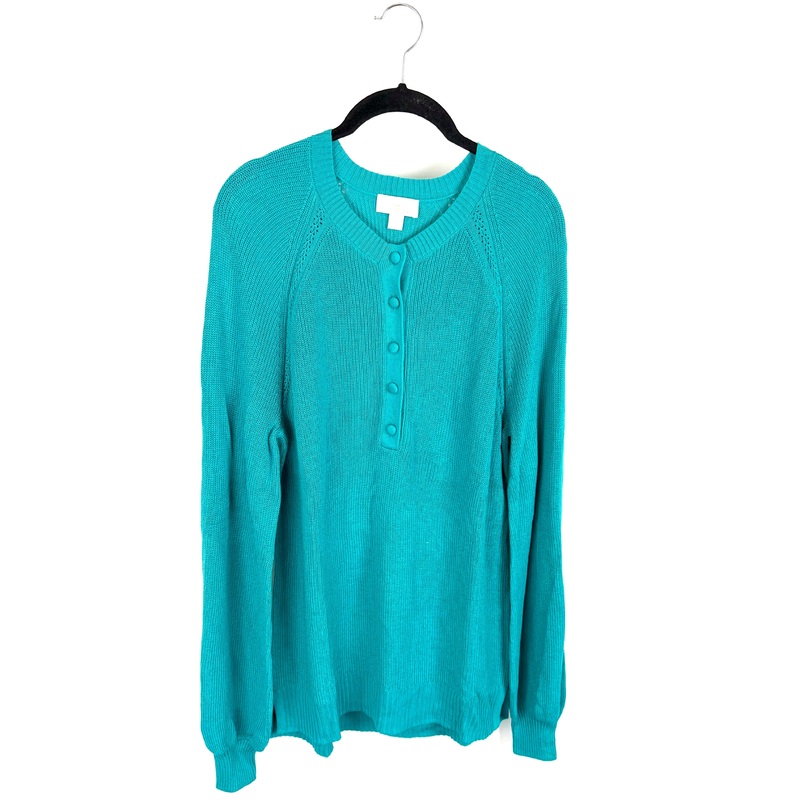 Teal Half Button Down Knit Sweater- Size 6/8