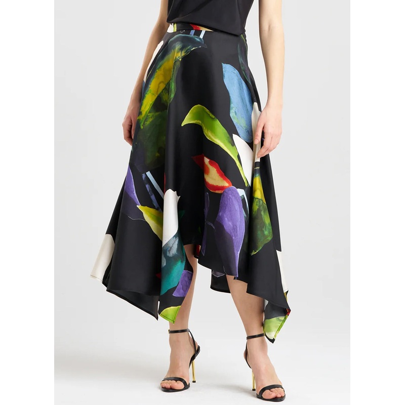 Yoru Silk Twill Black Multi Origami Maxi Skirt Black Multi 0
