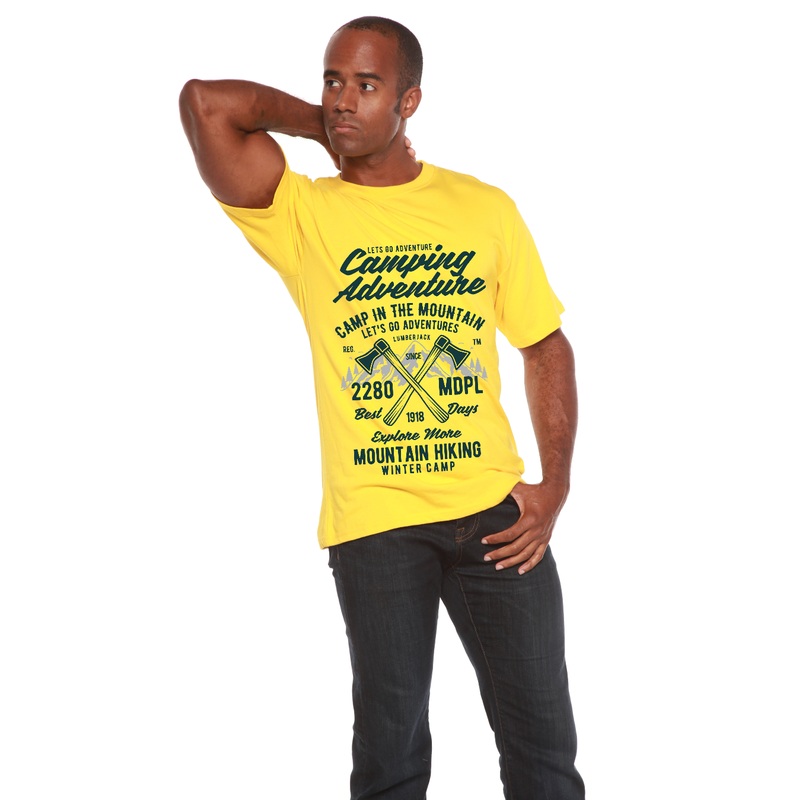 Camping Adventure Men’s Bamboo Viscose/Organic Cotton Short Sleeve Graphic T-Shirt Medium Black