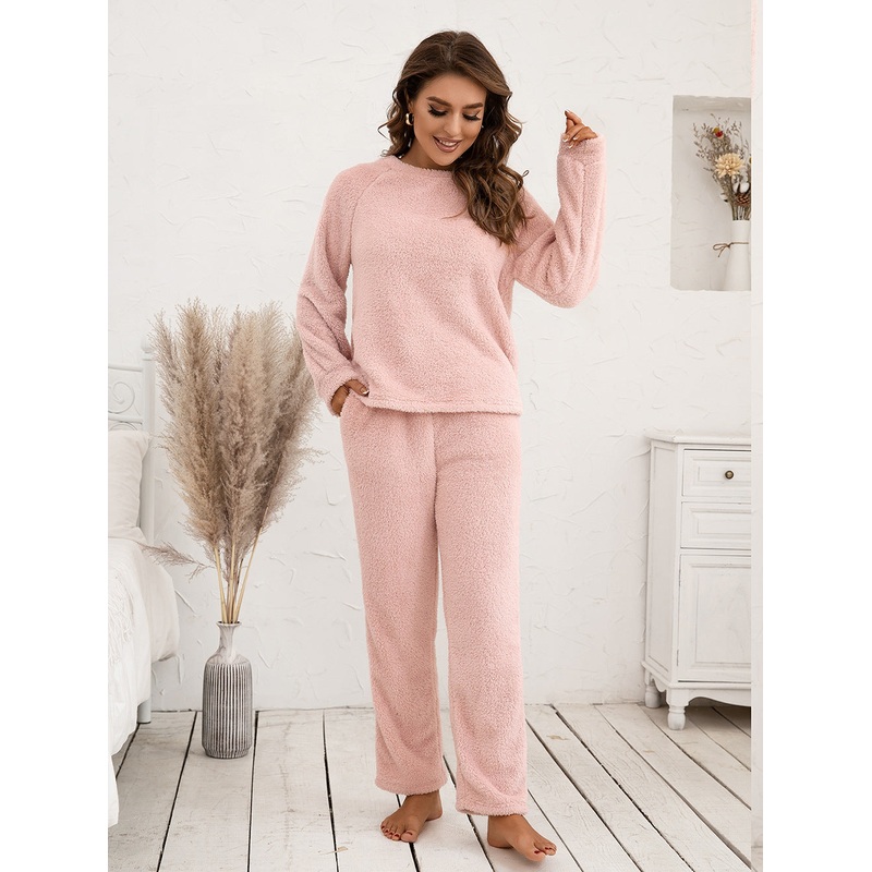 Ivy Lane Teddy Long Sleeve Top and Pants Lounge Set Chocolate S