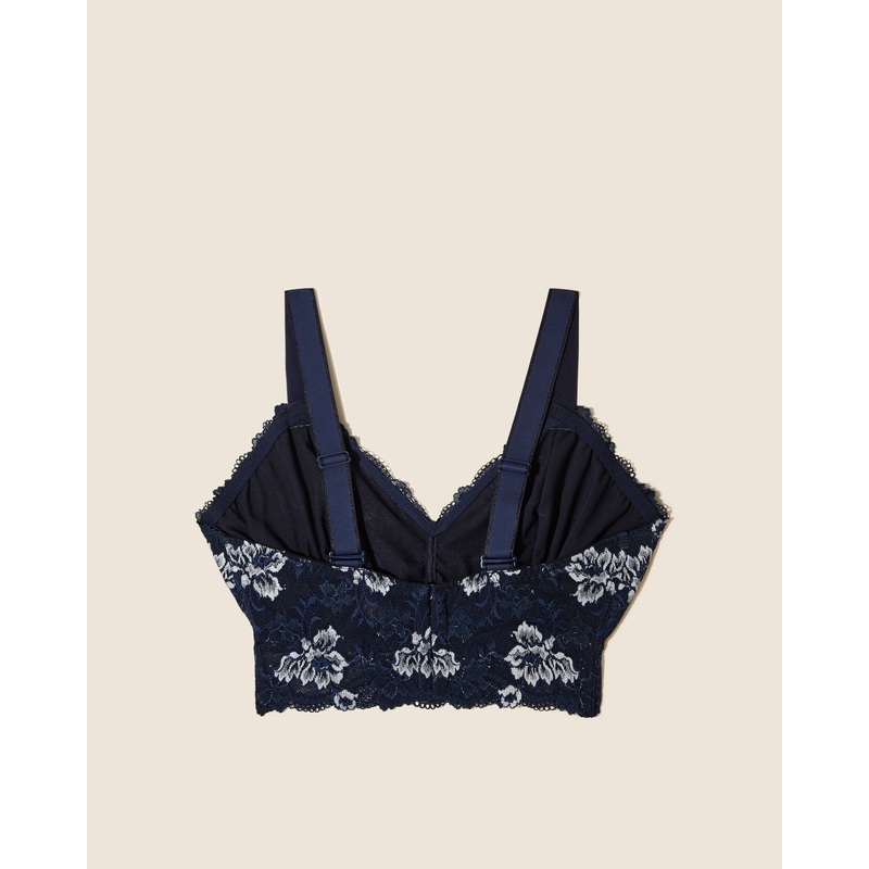 Super Curvy Longline Bralette Noct Blue/Ivory XS
