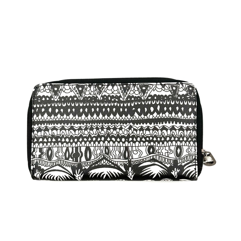 Black Monochrome Abstract Zipper Card Wallet
