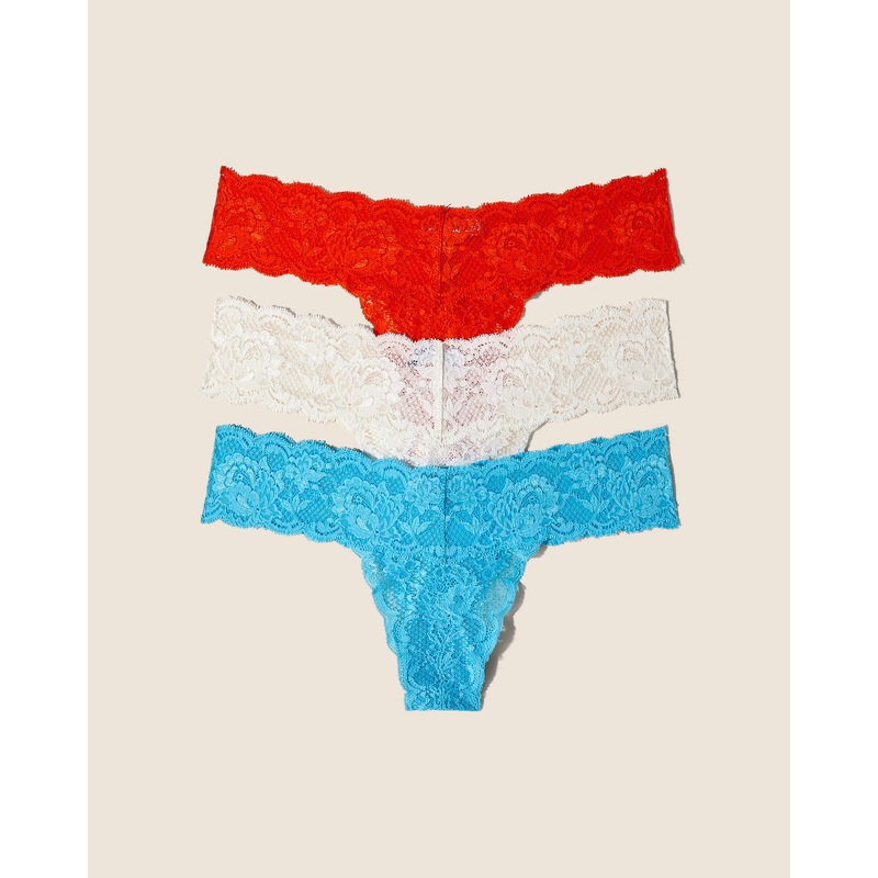 Cutie Lr Thong 3 Pack Constance Blue Sicilian Orange White One Size